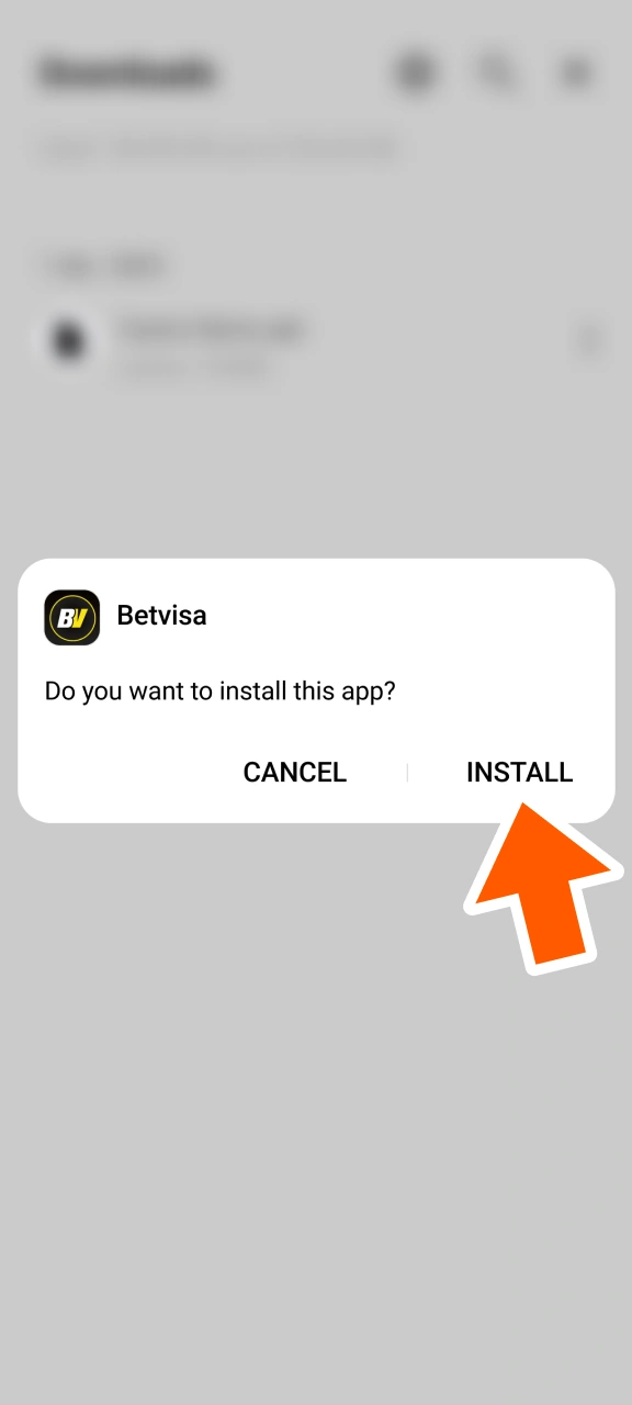 Confirm BetVisa installation on your Android device.